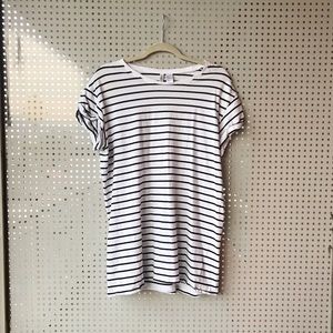 H&M white and black striped tee shirt dress